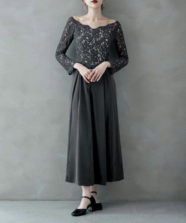 エトル バレエネックスカラップレースドレス