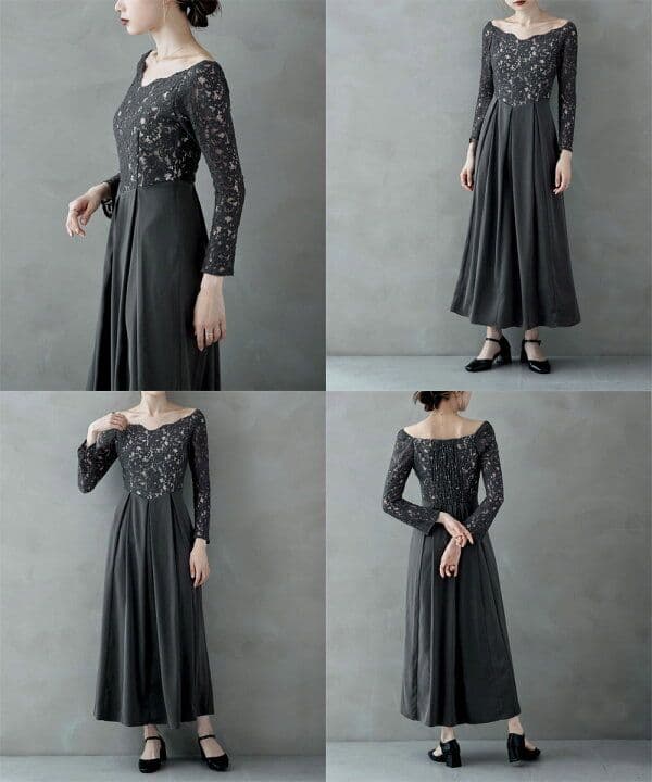 エトル バレエネックスカラップレースドレス