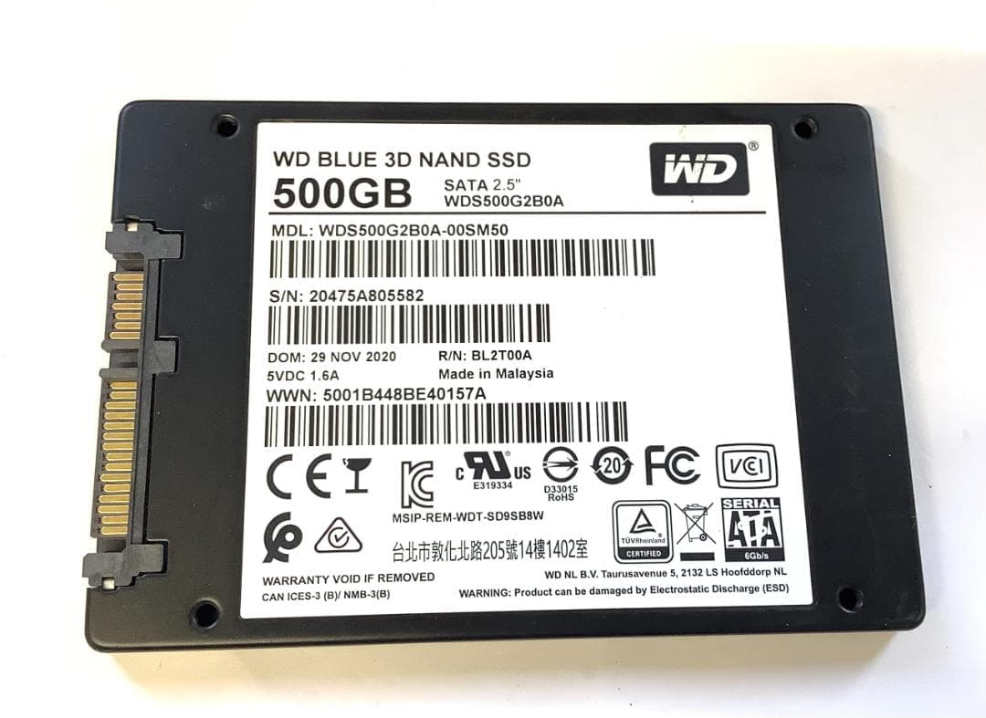 ②-WA496-WD Blue SATA 500GB SSD 2.5 1点