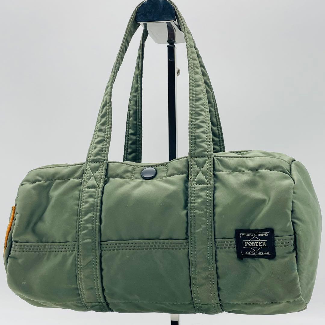 【良品】ポーター タンカー　ミニボストン　ドラムバッグ　カーキ　ナイロン