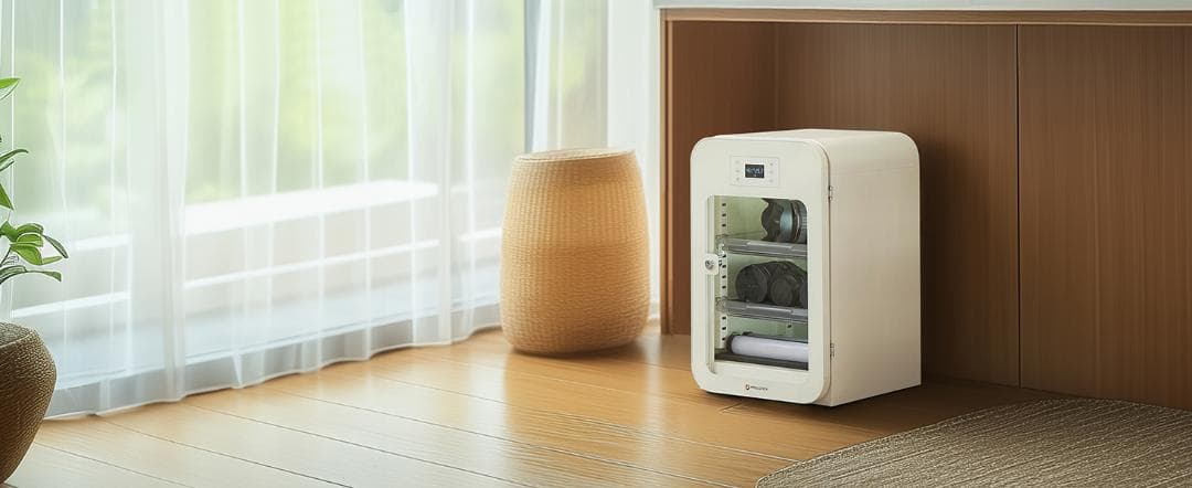 ⭐展示品未使用⭐防湿庫ドライボックス/おしゃれにカメラ、フィギィア、お茶の収納！