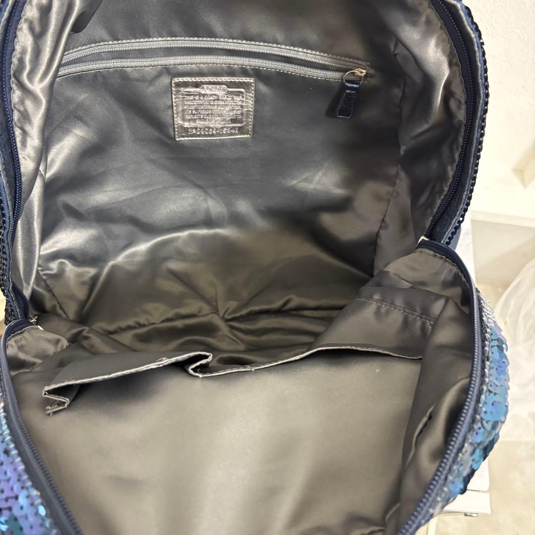 リュック・バックパック Coach blue poppy sequin backpack limited