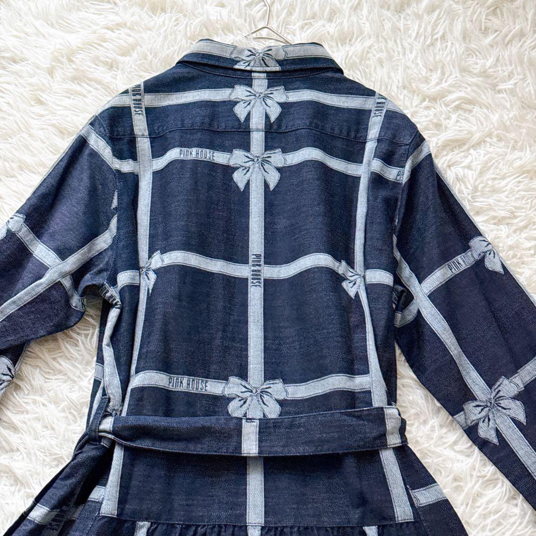 24年モデル✨未使用タグ付き ピンクハウス リボン ジャガードデニムワンピース