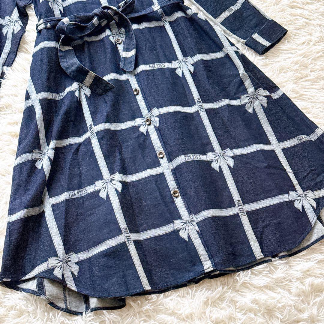 24年モデル✨未使用タグ付き ピンクハウス リボン ジャガードデニムワンピース