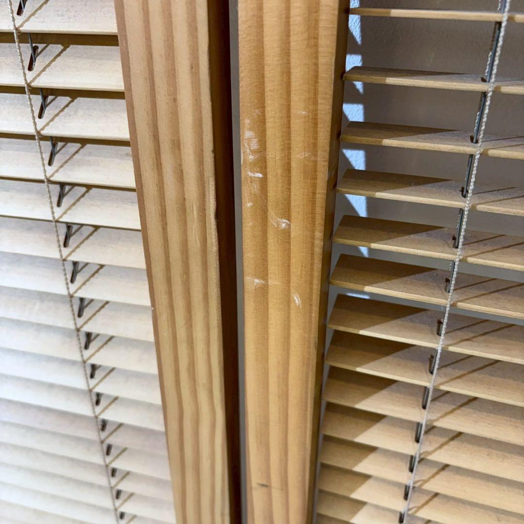 北欧レトロ　4面　パーテーション　ブラインド型　木製