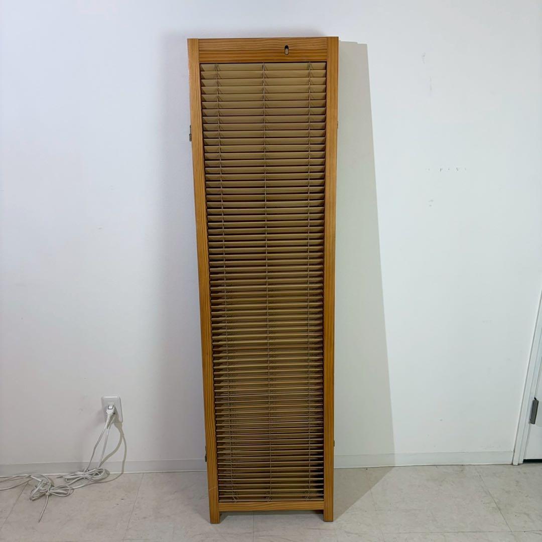 北欧レトロ　4面　パーテーション　ブラインド型　木製