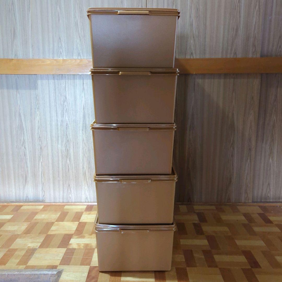 moumouタッパーウエア ディープロングスーパーケース ブラウン 5個セ