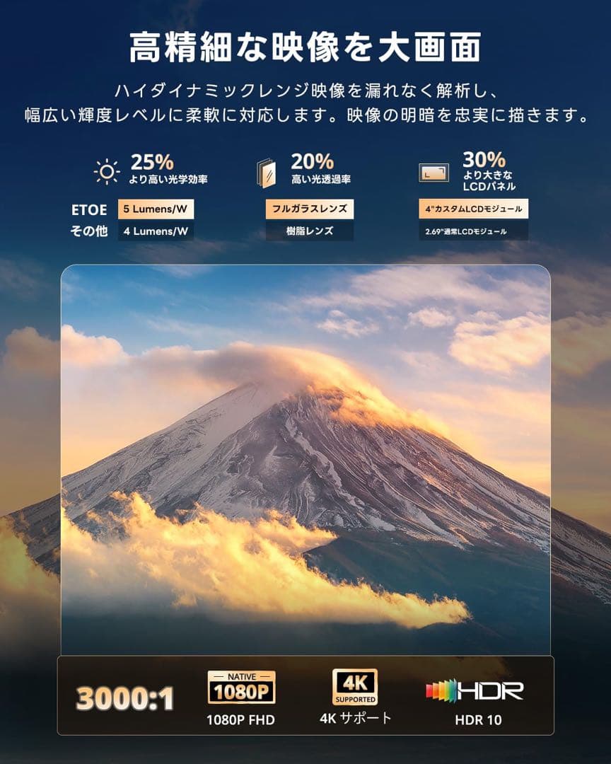 ✨プロジェクター 天井投影 1080P解像 4K対応　オートフォーカス 自動補正