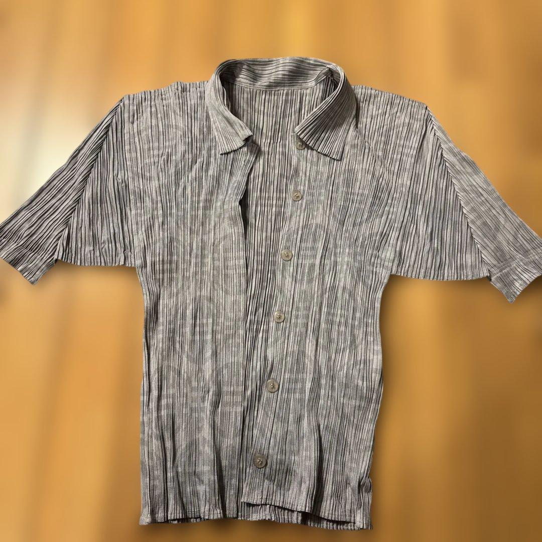 pleats pleats半袖シャツグレー