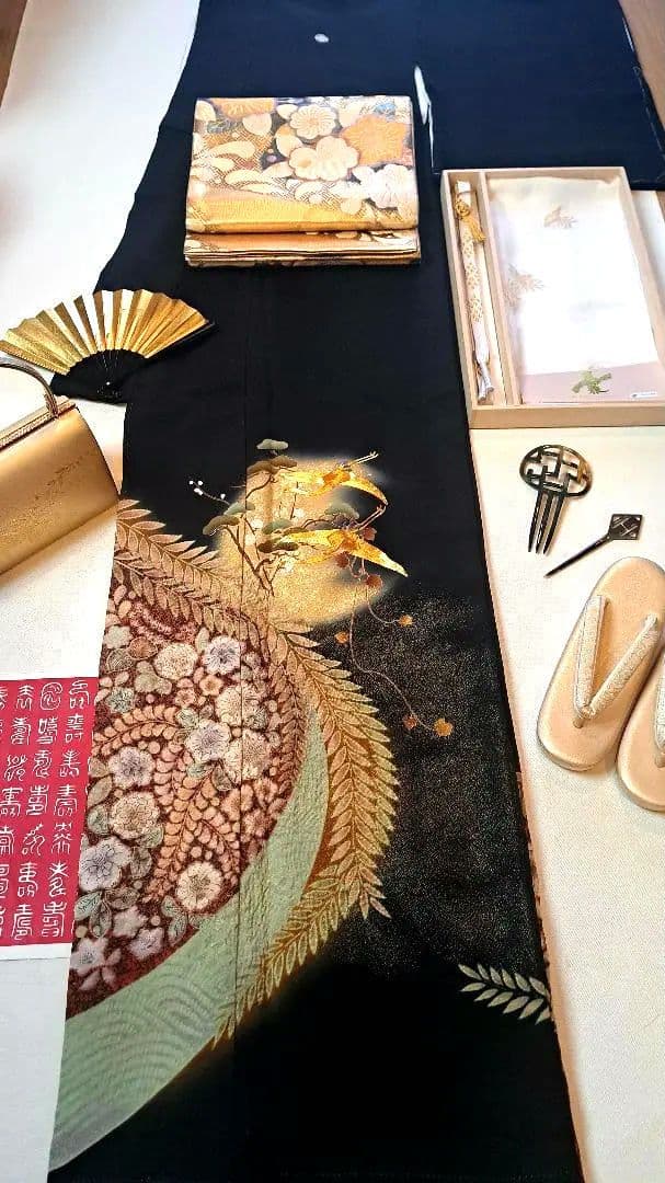 新品未使用❇️作家もの辻ケ花黒留袖　 未使用辻ケ花袋帯　５つ紋　フルセット