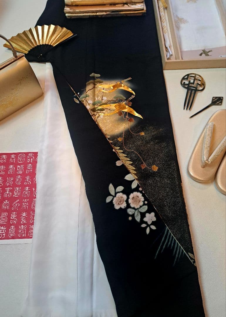 新品未使用❇️作家もの辻ケ花黒留袖　 未使用辻ケ花袋帯　５つ紋　フルセット