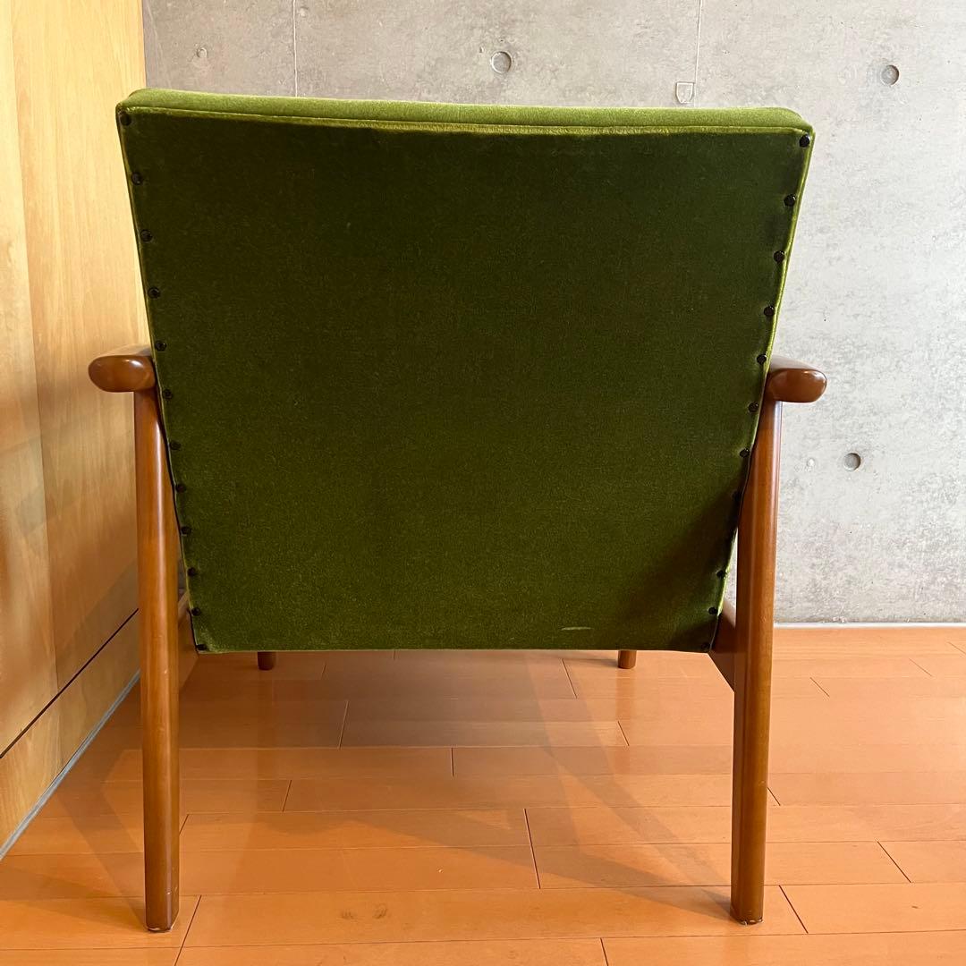 カリモク60 一人掛けソファ　モケットグリーン
