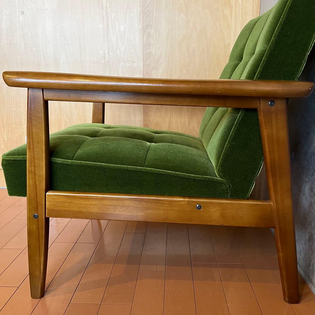 カリモク60 一人掛けソファ　モケットグリーン