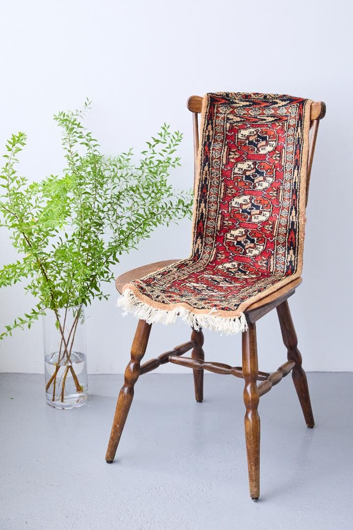 ヴィンテージラグ　トライバルラグ　ラホール産（96×32cm）茶　赤　ベージュ