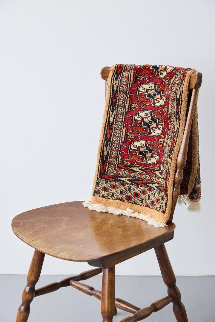 ヴィンテージラグ　トライバルラグ　ラホール産（96×32cm）茶　赤　ベージュ