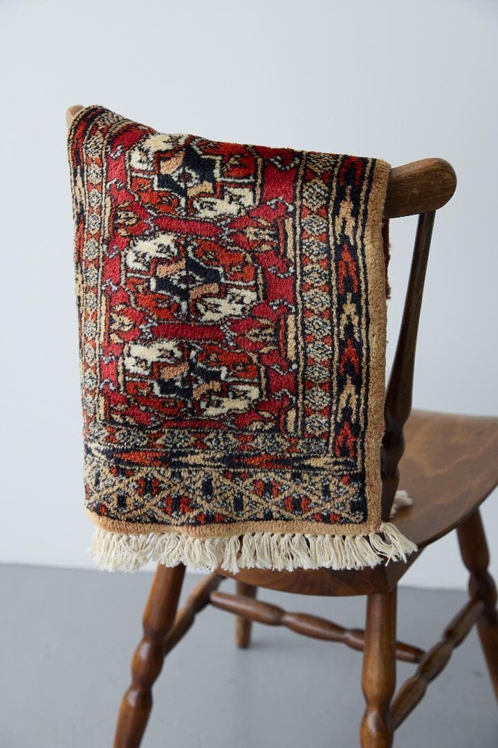 ヴィンテージラグ　トライバルラグ　ラホール産（96×32cm）茶　赤　ベージュ