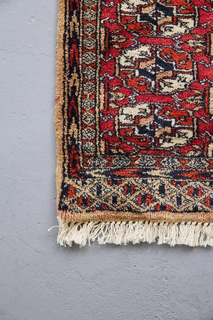 ヴィンテージラグ　トライバルラグ　ラホール産（96×32cm）茶　赤　ベージュ