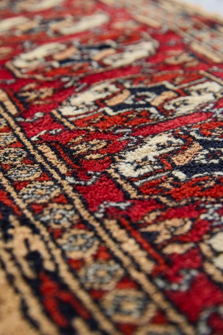 ヴィンテージラグ　トライバルラグ　ラホール産（96×32cm）茶　赤　ベージュ