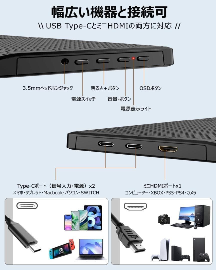 モバイルモニター 15.6インチ フルHD スタンド カバー 薄型 軽量 653
