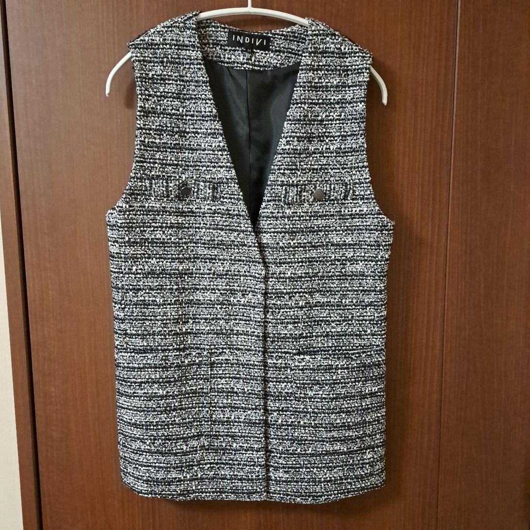 【2点セット／UVケア】ツイードジレ＆ボウタイブラウス カセット服