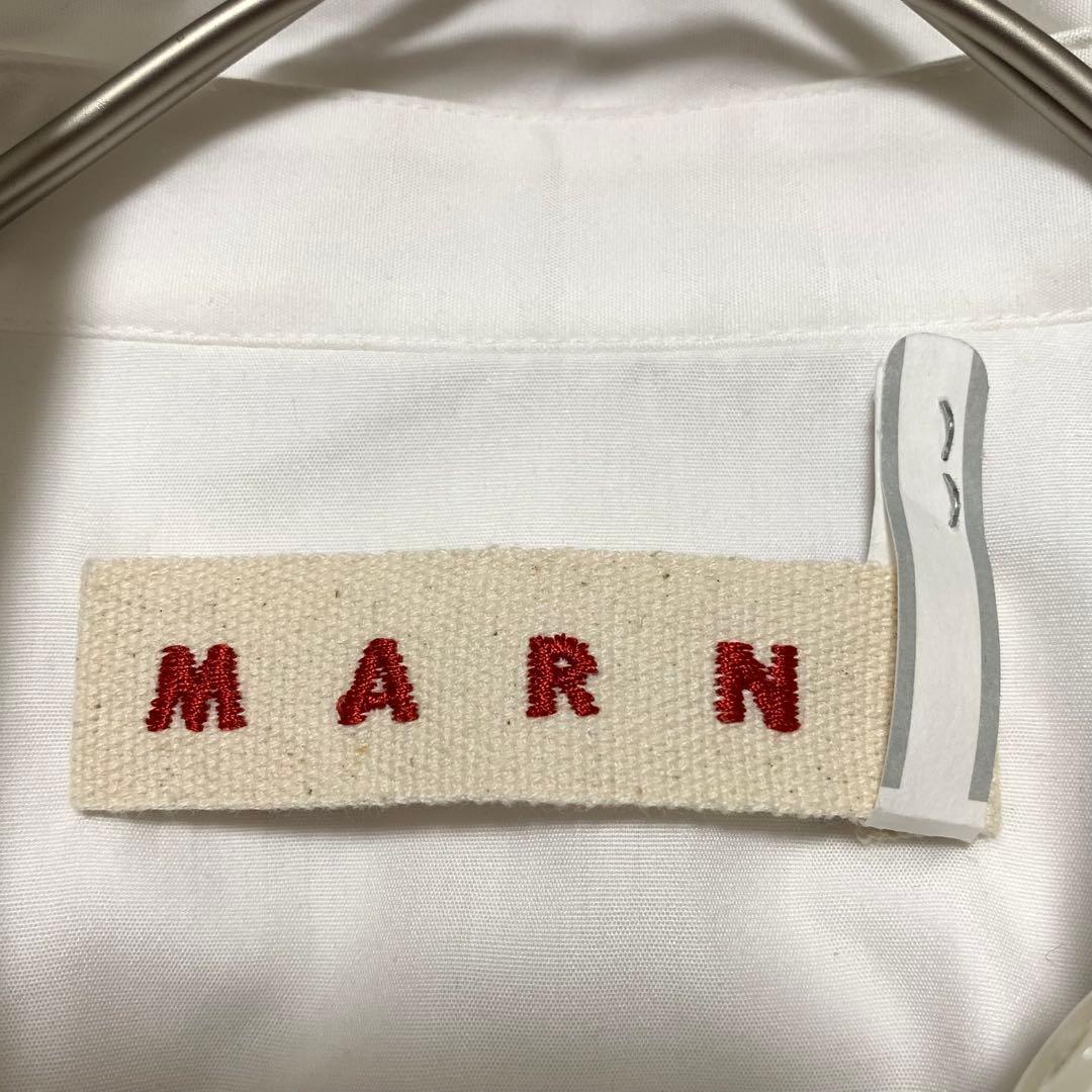 MARNI フリルブラウス シャツ ロゴ刺繍【38】2WAYカラー