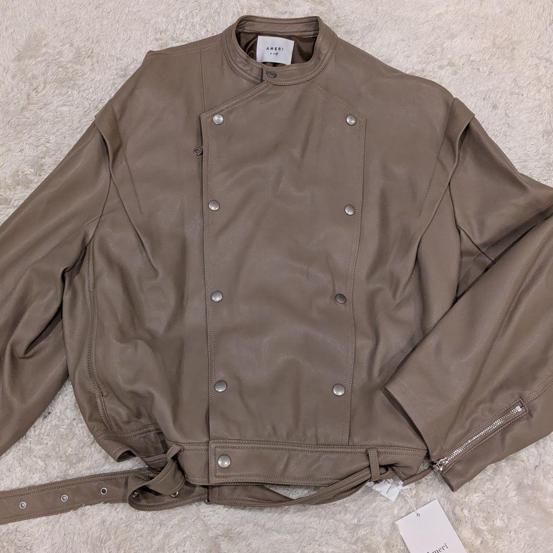 ✨新品✨タグ付✨Ameri ベージュ レザー シングルライダース