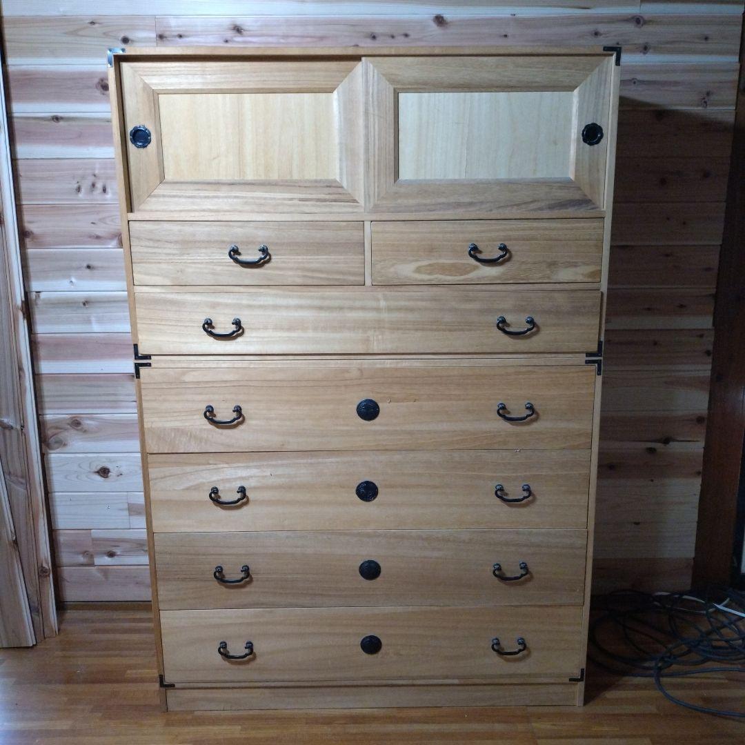 (美品)桐箪笥②上部　木製チェスト 扉付き収納