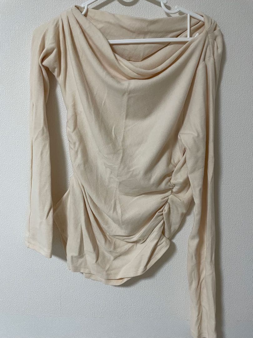 polaura アシンメトリードレープロングスリーブトップス　アイボリー
