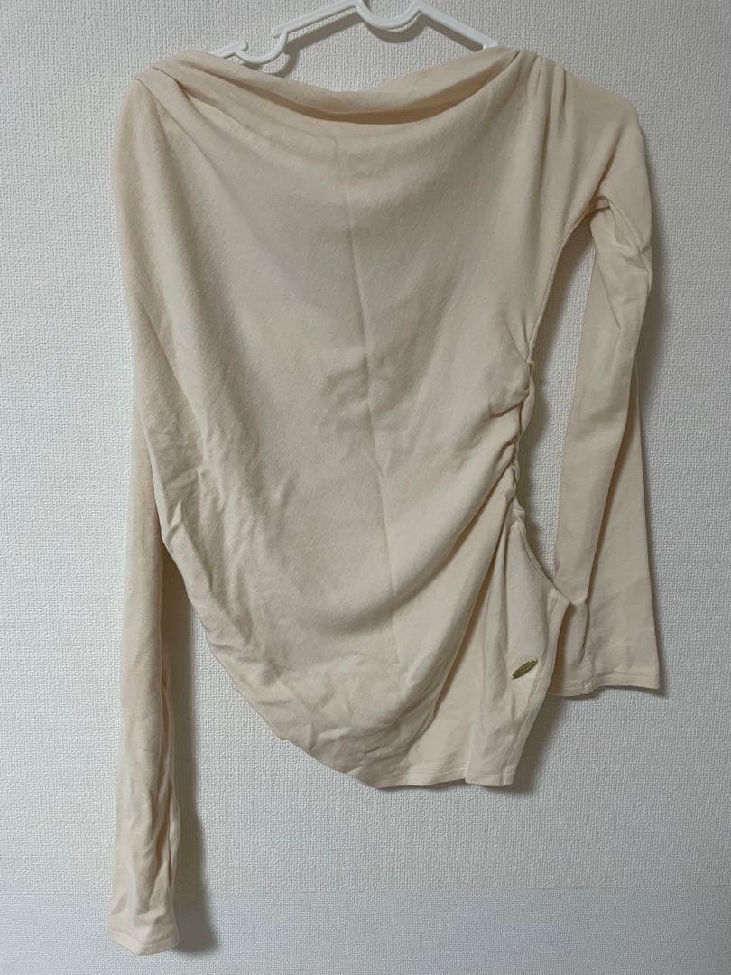 polaura アシンメトリードレープロングスリーブトップス　アイボリー