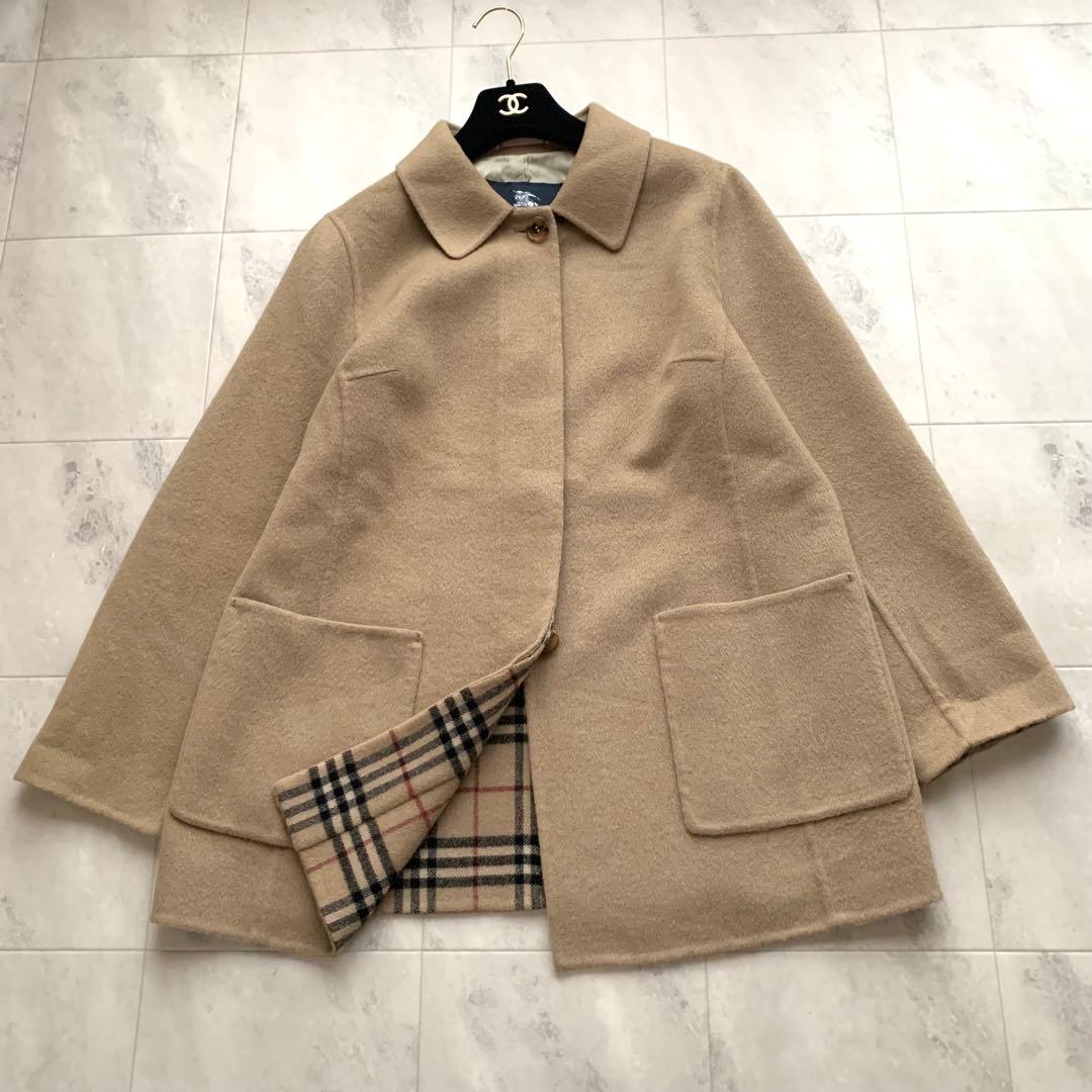 バーバリーロンドン 大きいサイズ 15 カシミヤ混 ダブルフェイス リバーコート