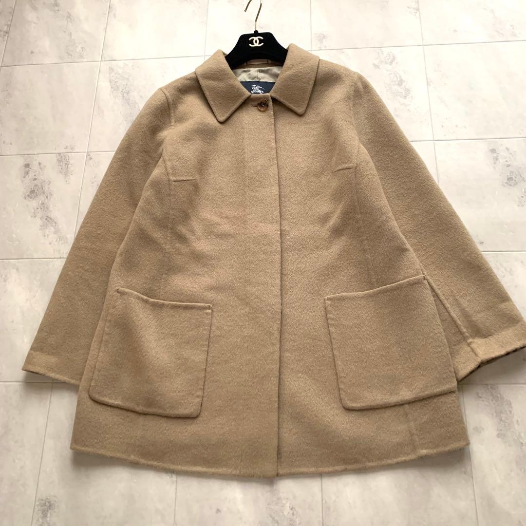 バーバリーロンドン 大きいサイズ 15 カシミヤ混 ダブルフェイス リバーコート