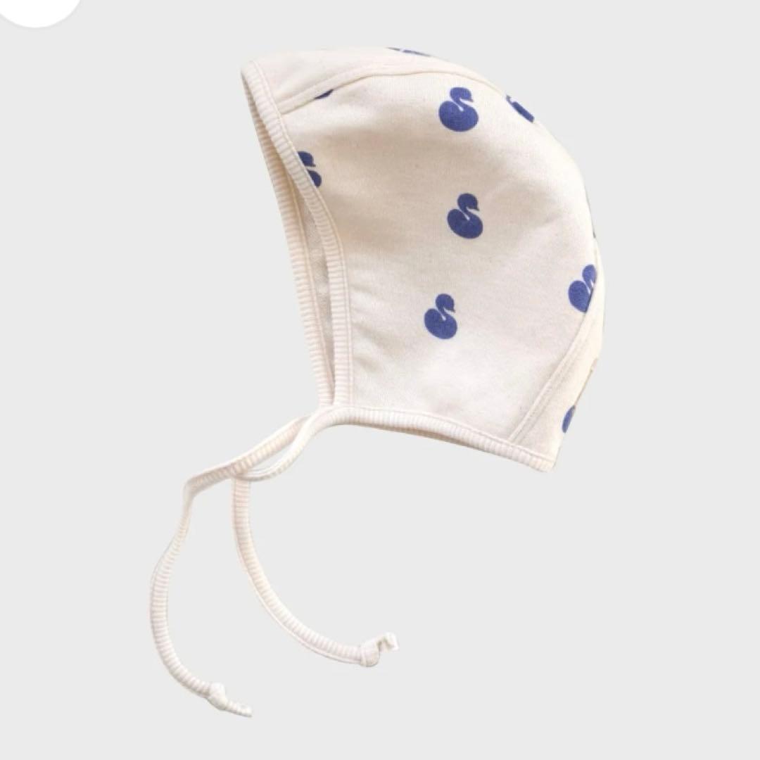 【melted butter】SWAN COVERALL&BONNET 0-3m