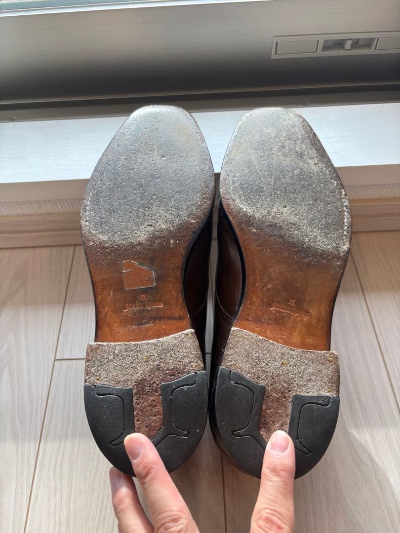 ジョンロブ　ウィリアムII　ブラウン ダブルモンクストラップ レザーシューズ