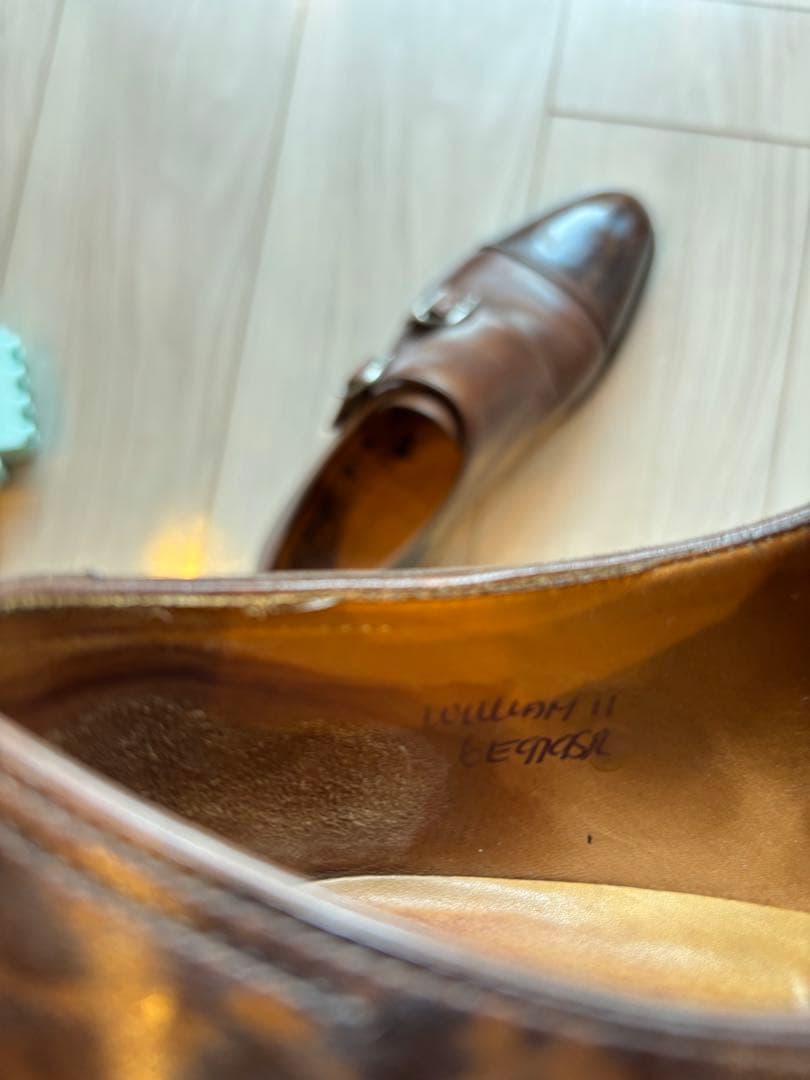 ジョンロブ　ウィリアムII　ブラウン ダブルモンクストラップ レザーシューズ