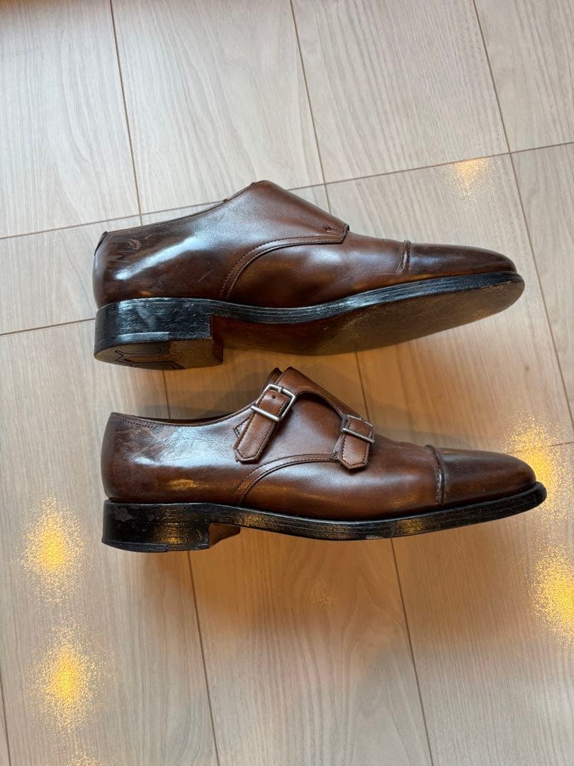 ジョンロブ　ウィリアムII　ブラウン ダブルモンクストラップ レザーシューズ