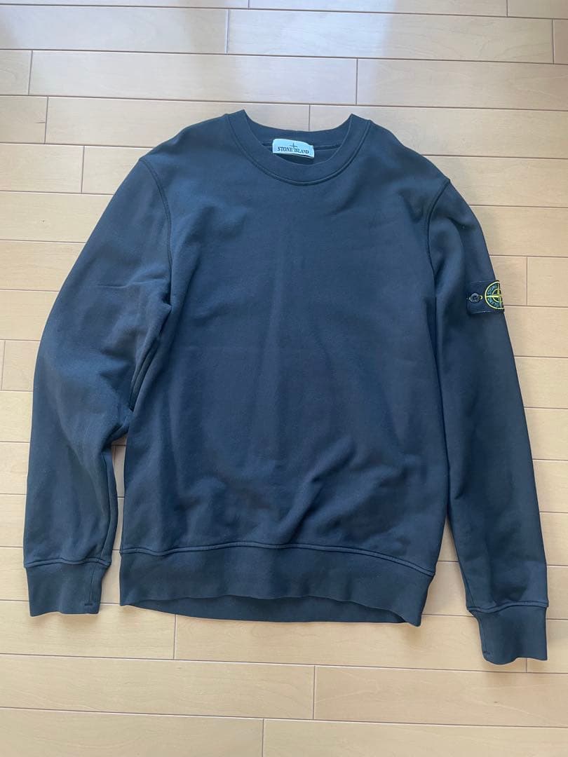 STONE  ストーンアイランド ワッペンロゴスウェット黒Lサイズ