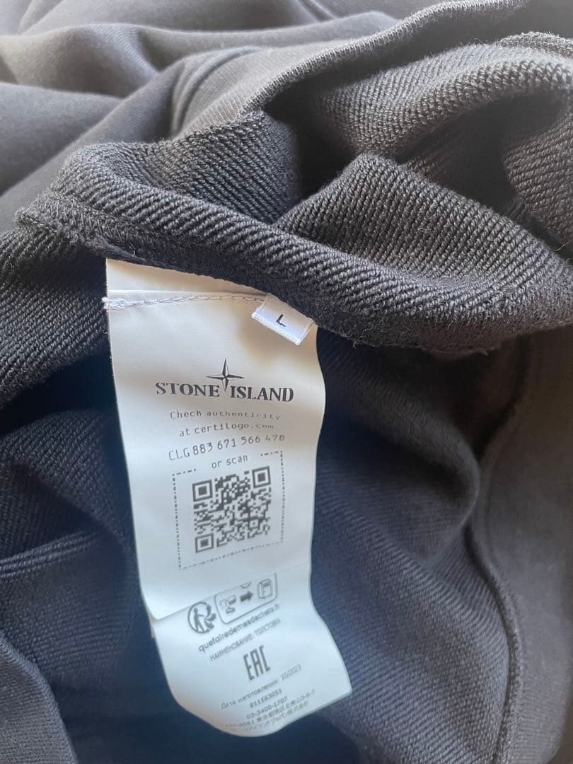 STONE  ストーンアイランド ワッペンロゴスウェット黒Lサイズ