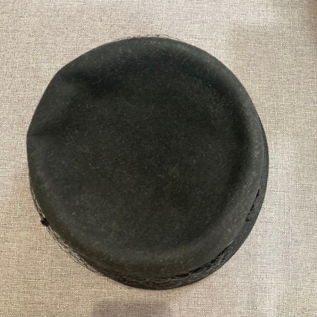 CA4LA 　アトリエメイド　チュール付き　クロッシェ　黒　バゲットハット