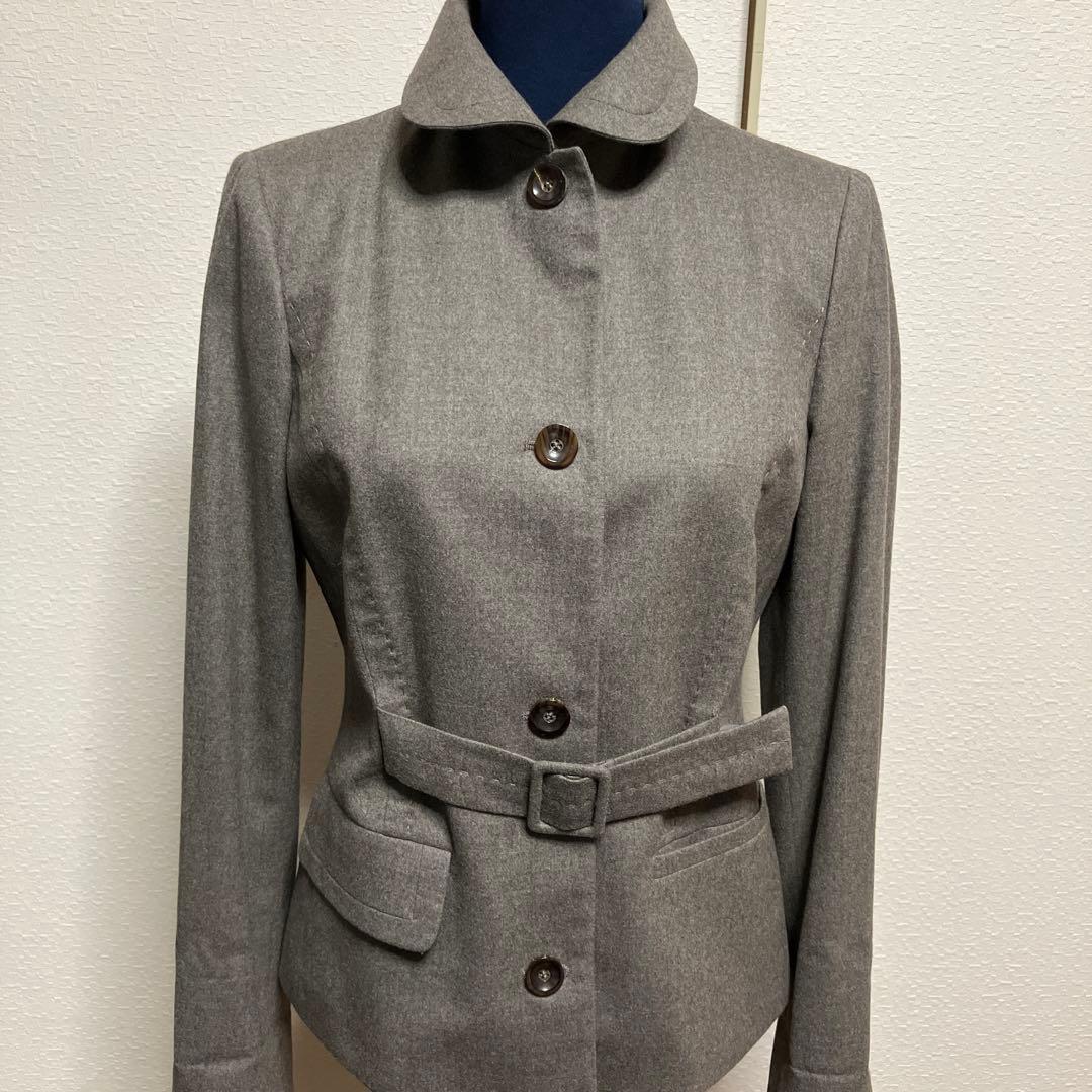 【AGNONA】茶色系ミックス・テーラードステンカラーツーウェイ✨44超美品✨