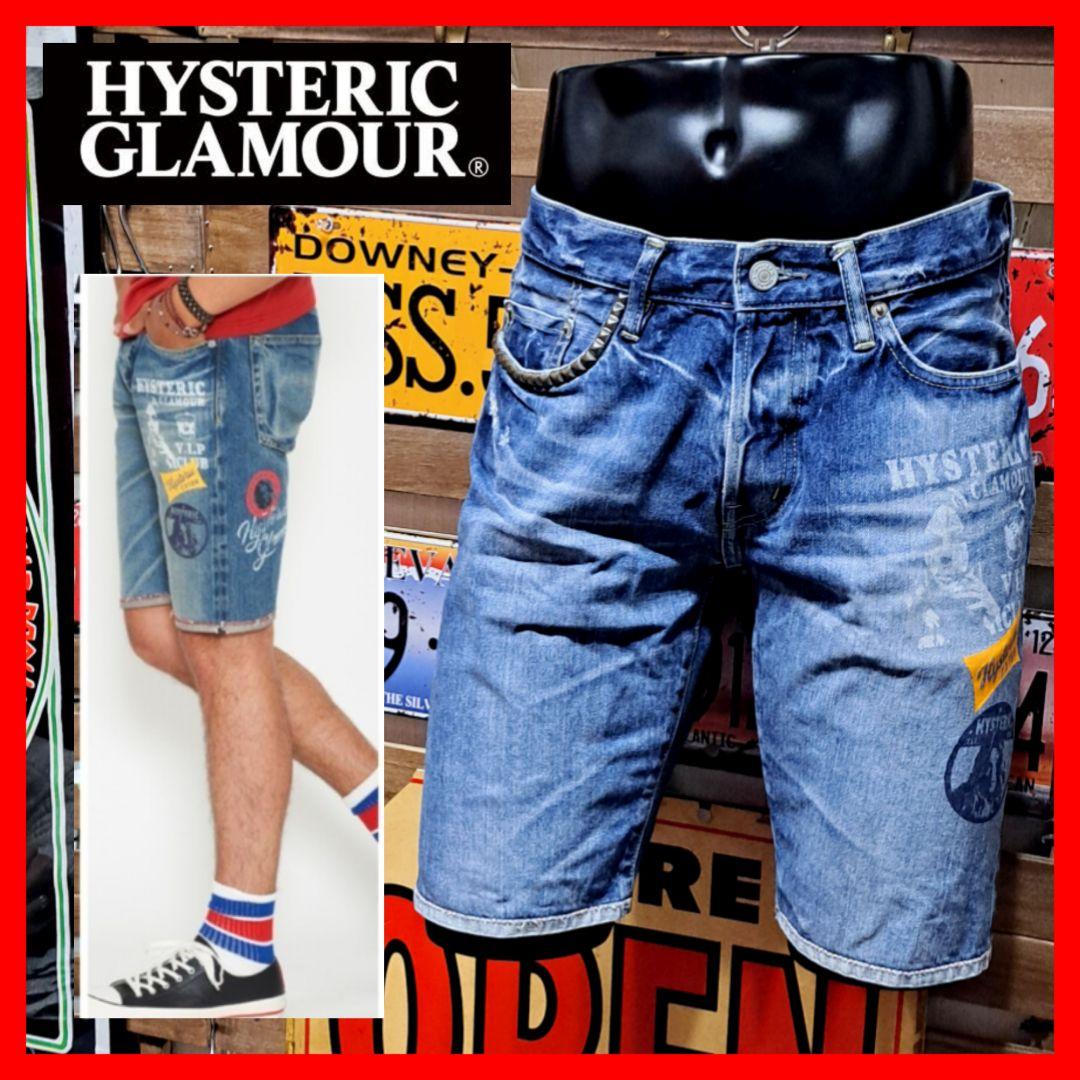 定価3.5万　ヒステリックグラマー　SP加工カレッジプリントデニムショートパンツ