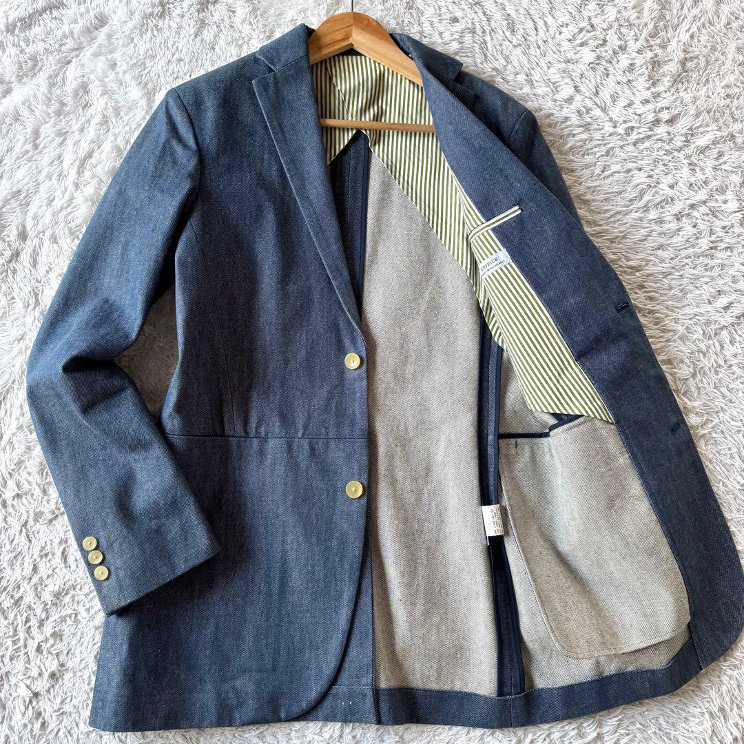 エディフィス　デニム　テーラードジャケット　ストライプ　ジージャン　ブルー　M