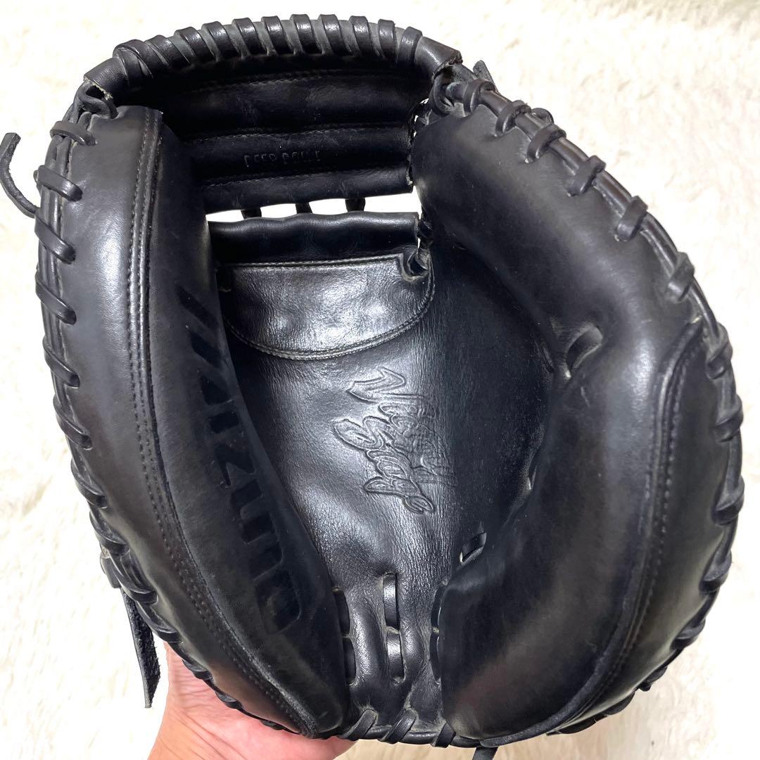【美品】 ミズノ ビクトリーステージ 硬式 キャッチャーミット 黒 捕手用 厚革