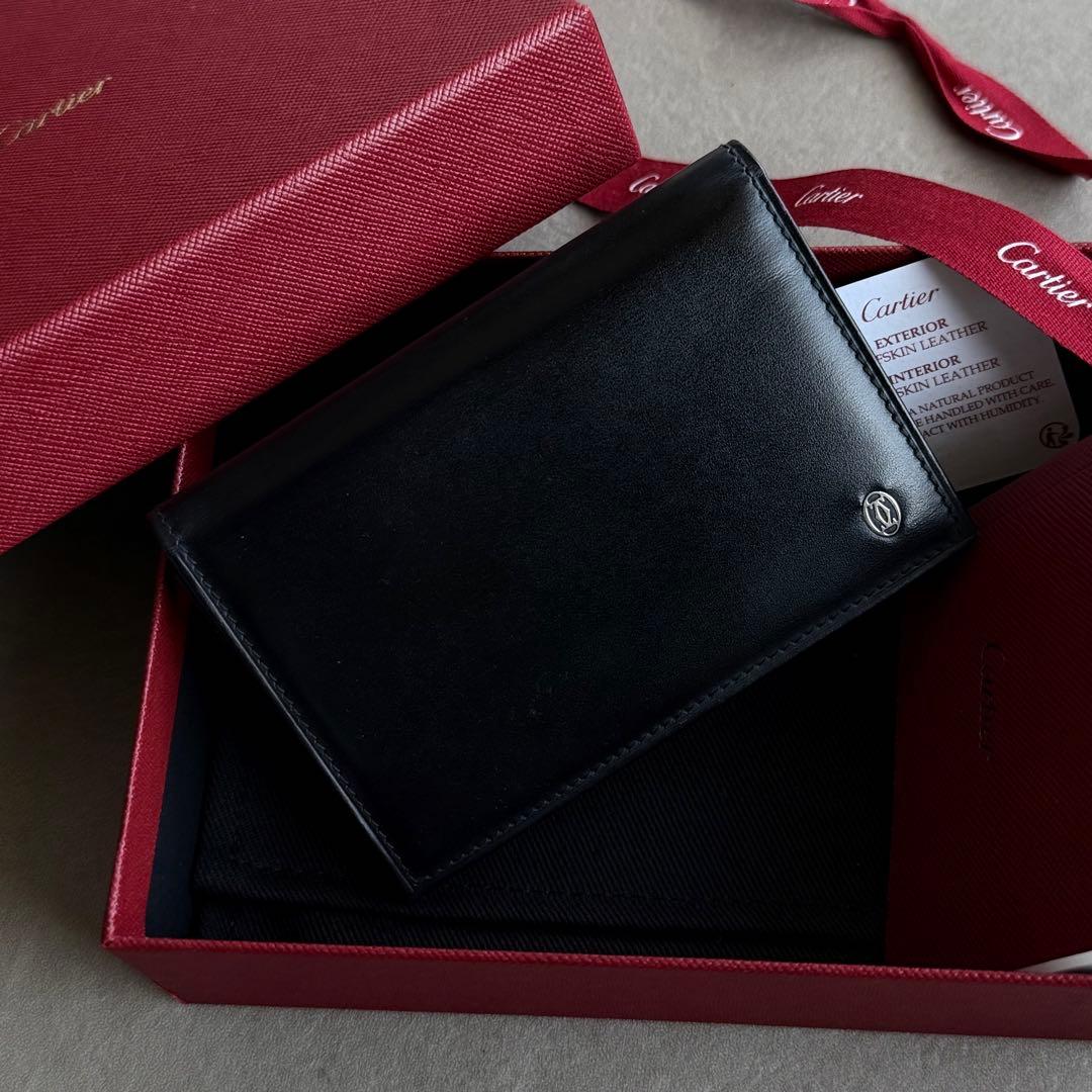 Cartier カルティエ パシャ カーフレザー 名刺入れ カードケース 黒
