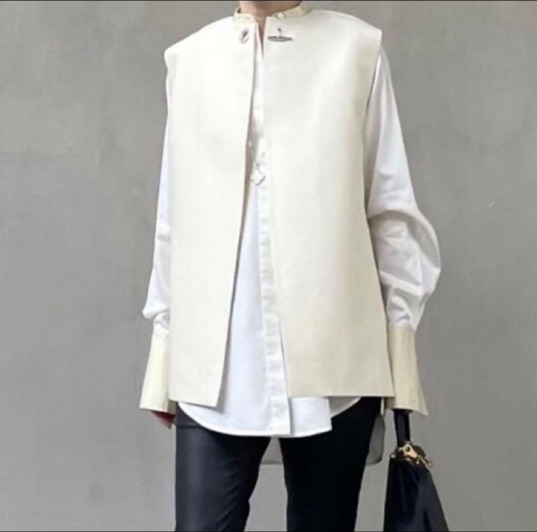 【美品】miccar シルクウール ベスト ジレ ホワイト