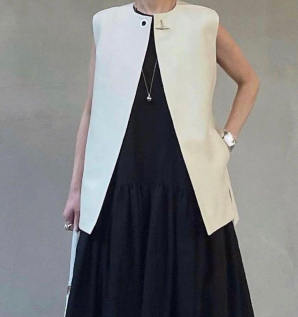 【美品】miccar シルクウール ベスト ジレ ホワイト