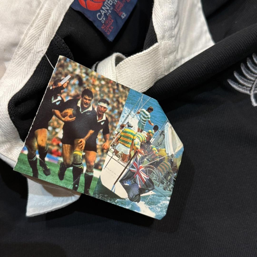 未使用保管品 CANTERBURY オールブラックス 長袖ラガーシャツ 42