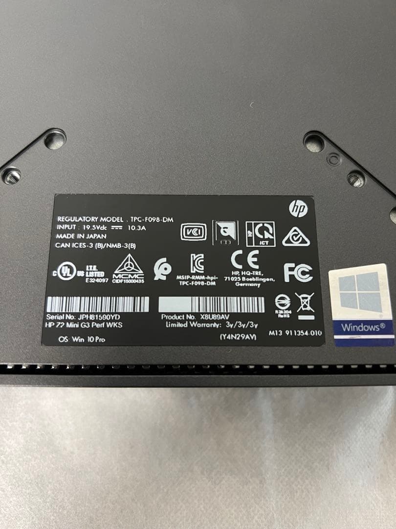 WindowsミニPC HP Z2 Mini G3 Workstation