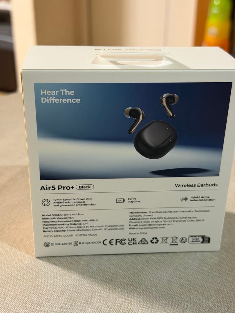 SOUNDPEATS Air5 Pro+ ワイヤレスイヤホン ブラック