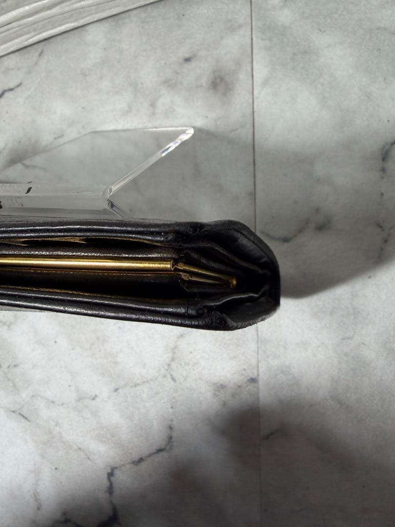 【カード付・希少3番台】CHANEL ラムスキン がま口 二つ折り財布 ブラック