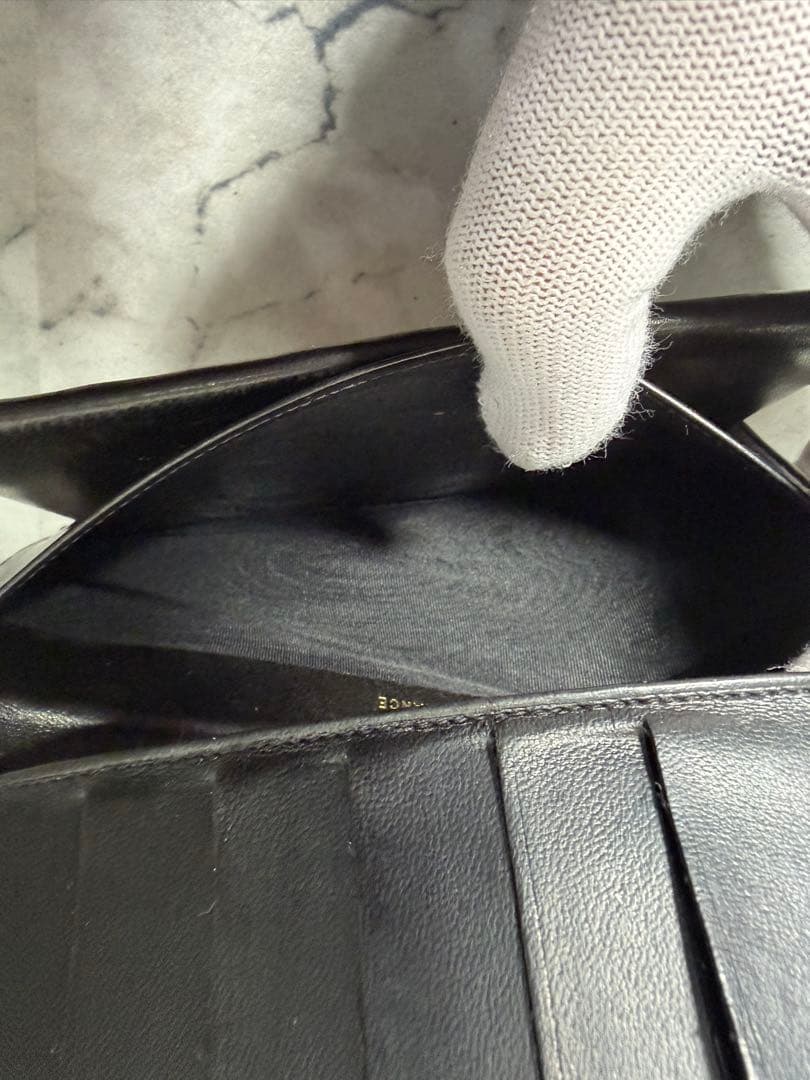 【カード付・希少3番台】CHANEL ラムスキン がま口 二つ折り財布 ブラック